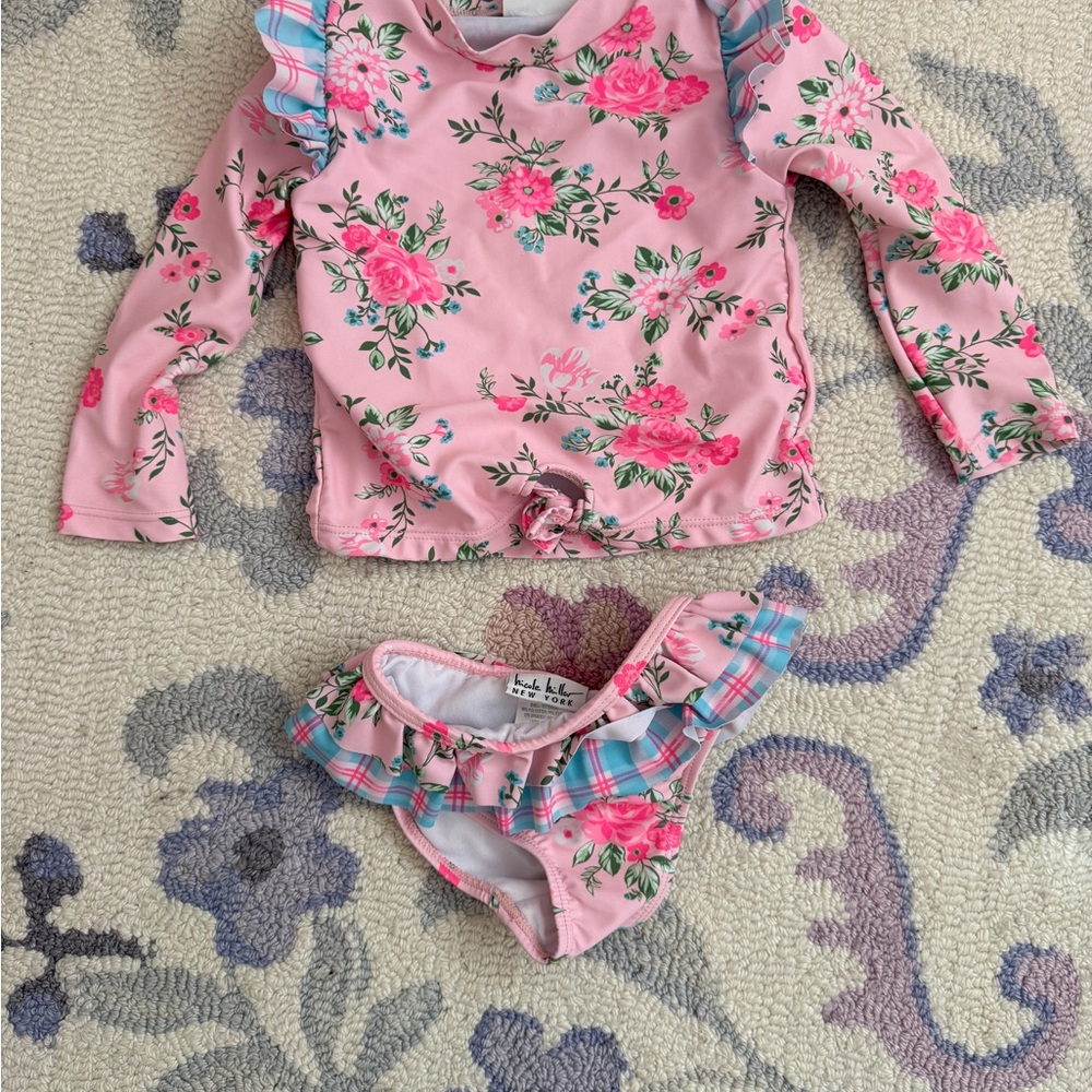 Floral Pink Kids Rashguard Set